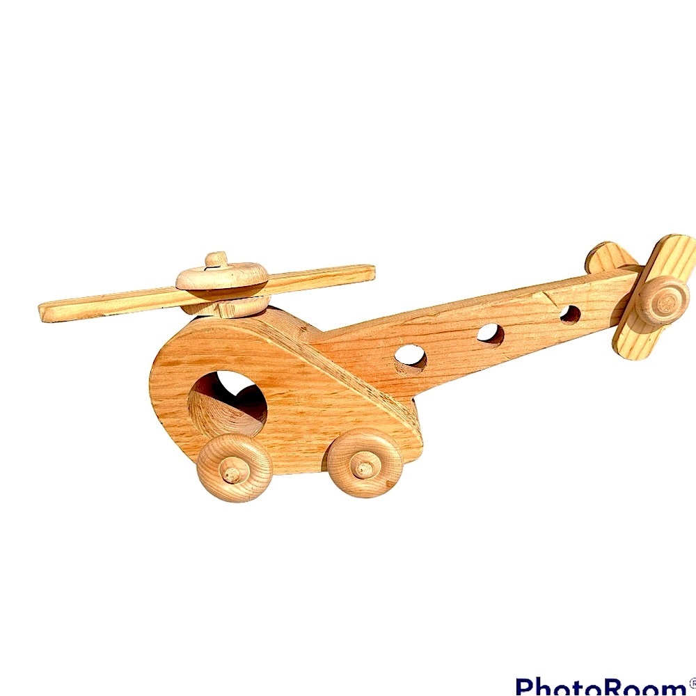 Wood Helicopter Toy For Kids 12 inches Christmas Gift - Picture 4 of 6
